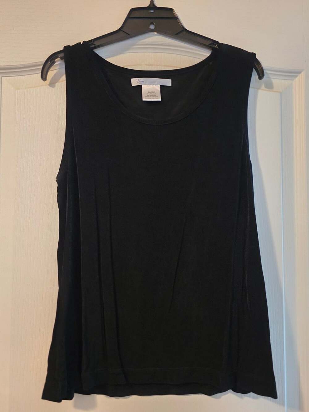 Kiara Black Acetate Blend Sleeveless Tank Top Size Large